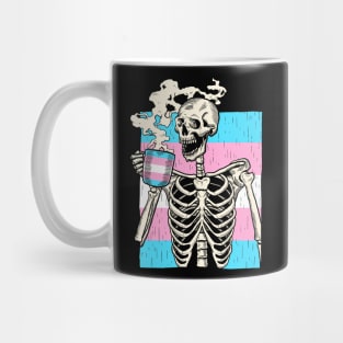 Skeleton Drinking Coffee LGBT-Q Transgender Pride Trans Mug